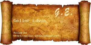 Geller Edvin névjegykártya